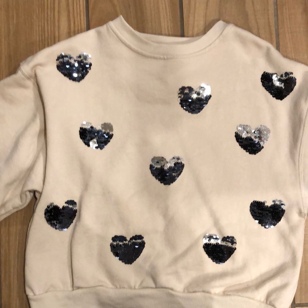 Zara Girls sweatshirt with heart sequins